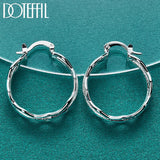 925 Silver Ripple Hoop Earrings for Women Wedding Party Gift
