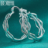 925 Silver Ripple Hoop Earrings for Women Wedding Party Gift