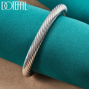 925 Silver Bangle Threaded Charm Jewelry for Wedding Party