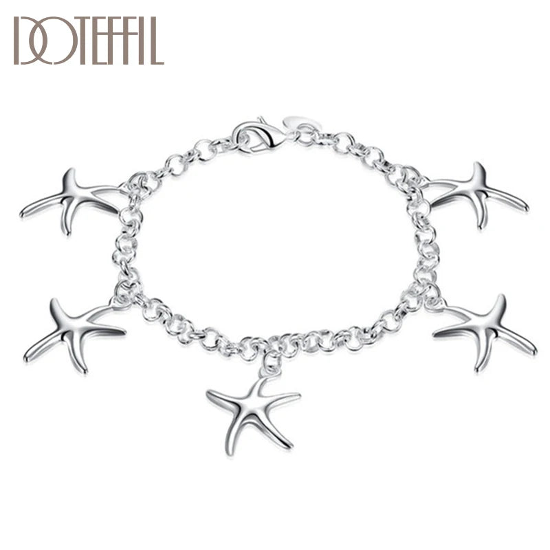 925 Silver Sea Star Pendant Bracelet for Women
