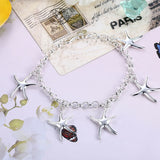 925 Silver Sea Star Pendant Bracelet for Women