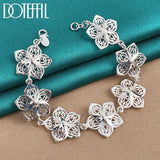925 Sterling Silver Seven Flowers Bracelet Chain For Women