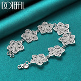 925 Sterling Silver Seven Flowers Bracelet Chain For Women