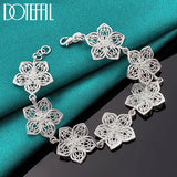 925 Sterling Silver Seven Flowers Bracelet Chain For Women
