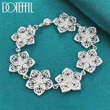 925 Sterling Silver Seven Flowers Bracelet Chain For Women