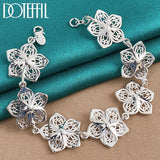 925 Sterling Silver Seven Flowers Bracelet Chain For Women