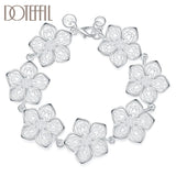 925 Silver Seven Flowers Bracelet Women Wedding Jewelry