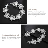 925 Silver Seven Flowers Bracelet Women Wedding Jewelry