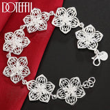 925 Silver Seven Flowers Bracelet Women Wedding Jewelry