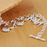 925 Silver Shoe Bag Bracelet For Women Wedding Party Charm