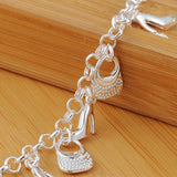 925 Silver Shoe Bag Bracelet For Women Wedding Party Charm