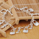 925 Silver Shoe Bag Bracelet For Women Wedding Party Charm