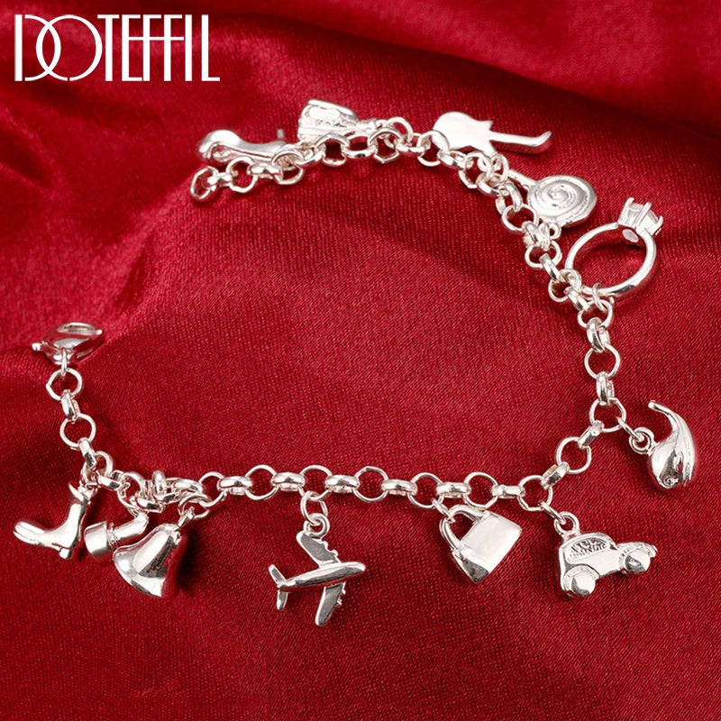 925 Silver Charm Bracelet Chain For Women