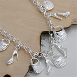 925 Silver Shoes&Bags Chain Bracelet Wedding Engagement Jewelry