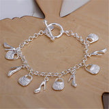 925 Silver Shoes&Bags Chain Bracelet Wedding Engagement Jewelry