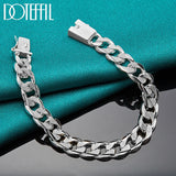 925 Silver Chain Square Buckle Bracelet Wedding Jewelry