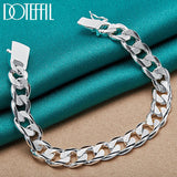 925 Silver Chain Square Buckle Bracelet Wedding Jewelry