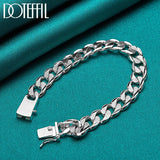 925 Silver Chain Square Buckle Bracelet Wedding Jewelry