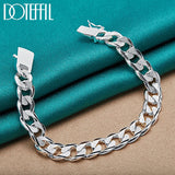 925 Silver Chain Square Buckle Bracelet Wedding Jewelry