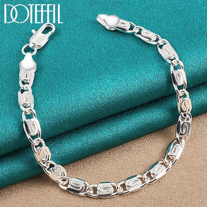 925 Silver Sideways Bracelet Chain Women Man Wedding Party Jewelry