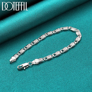 925 Silver Sideways Bracelet Chain Women Man Wedding Party Jewelry