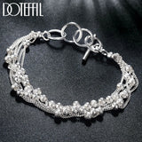 925 Silver Frosted Grape Bead Ball Bracelet Wedding Jewelry