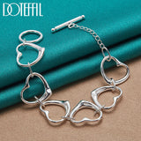 925 Sterling Silver Six Heart Chain Bracelet For Woman