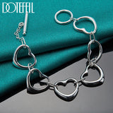 925 Sterling Silver Six Heart Chain Bracelet For Woman