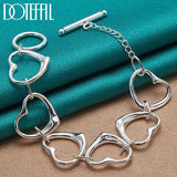 925 Sterling Silver Six Heart Chain Bracelet For Woman