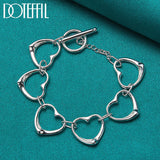 925 Sterling Silver Six Heart Chain Bracelet For Woman