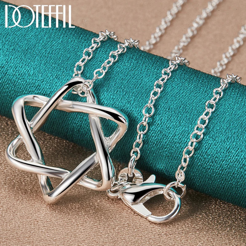 925 Silver Star Pendant Necklace 18-30 Inch Chain Wedding Engagement Charm