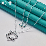 925 Silver Six Star Pendant Necklace 18 Inch Chain Women Wedding Charm