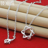 925 Silver Six Star Pendant Necklace 18 Inch Chain Women Wedding Charm