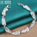 925 Silver Slippers Shoe Bracelet Chain Women Man Wedding Engagement