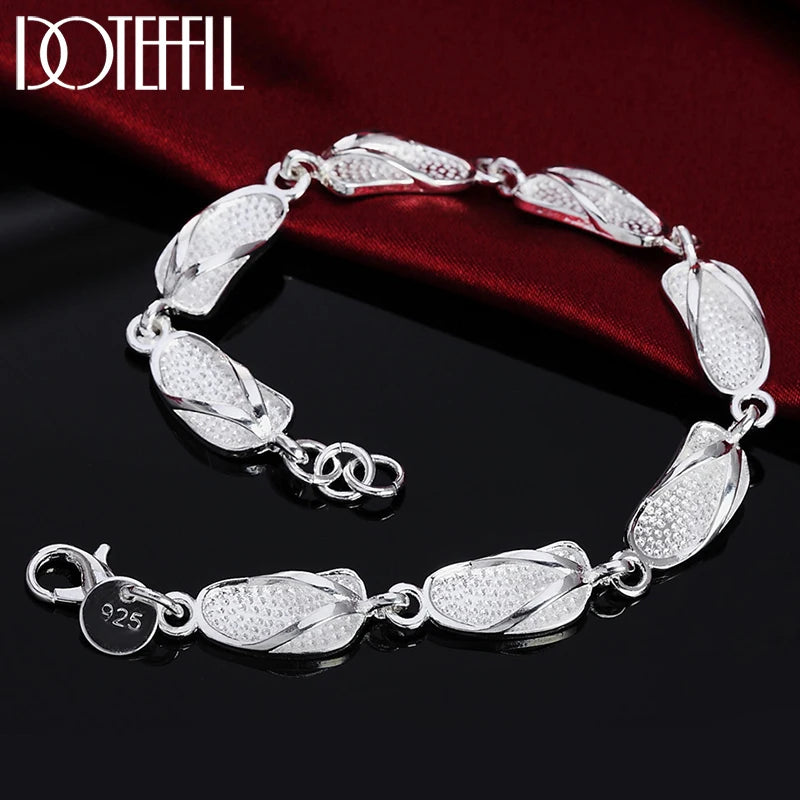 925 Silver Shoe Bracelet Chain Women Wedding Jewelry