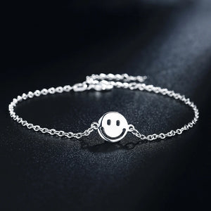 925 Silver Smiling Face Bracelet Chain Women Wedding Charm Jewelry