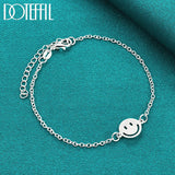 925 Silver Smiling Face Bracelet Chain Women Wedding Engagement Party Jewelry