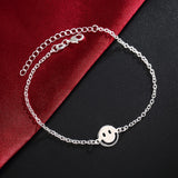925 Silver Smiling Face Bracelet Chain Women Wedding Charm Jewelry