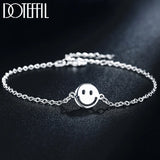 925 Sterling Silver Smiling Face Bracelet Chain Women Wedding Charm Jewelry