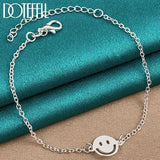 925 Silver Smiling Face Bracelet Chain Women Wedding Engagement Party Jewelry