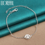 925 Sterling Silver Smiling Face Bracelet Chain Women Wedding Charm Jewelry