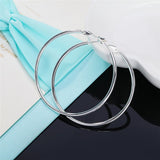 925 Silver Smooth Round Circle Hoop Earrings - Women's Jewelry