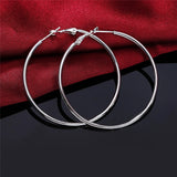 925 Silver Smooth Round Circle Hoop Earrings - Women's Jewelry