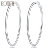 925 Silver Smooth Round Circle Hoop Earrings - Women's Jewelry