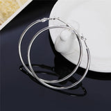 925 Silver Smooth Round Circle Hoop Earrings - Women's Jewelry