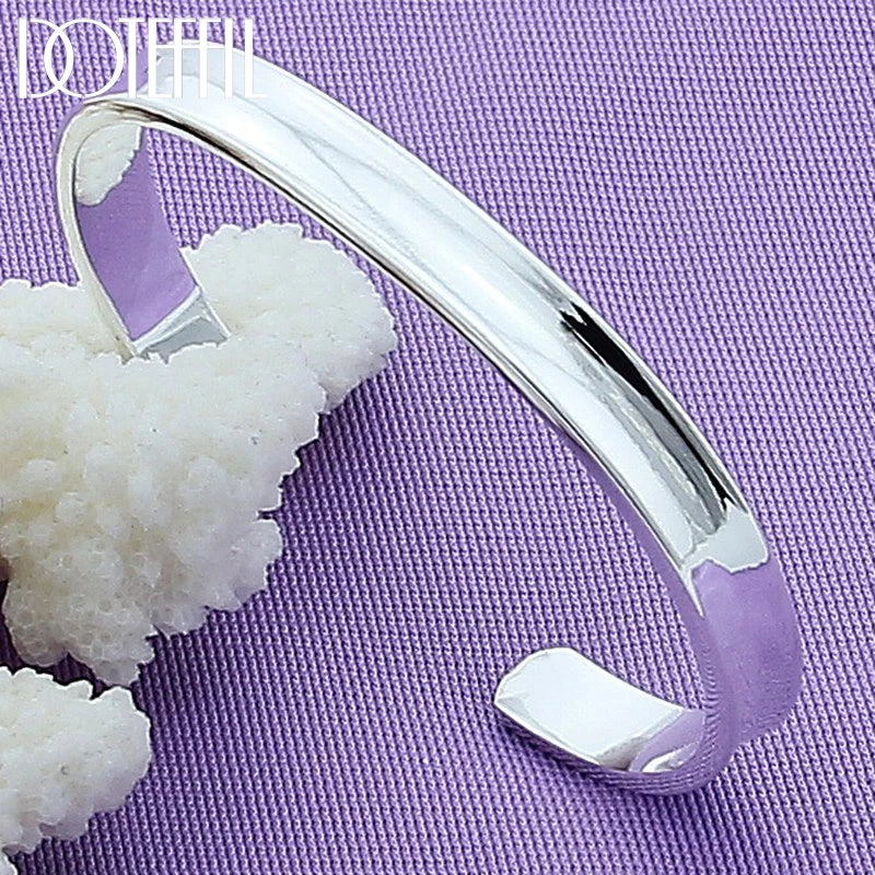 925 Silver Adjustable Bangle Bracelet for Wedding Engagement