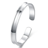 925 Silver Adjustable Bangle Bracelet 8mm Smooth Wedding Party Jewelry