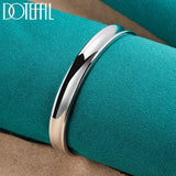 925 Silver Adjustable Bangle Bracelet 8mm Smooth Wedding Party Jewelry