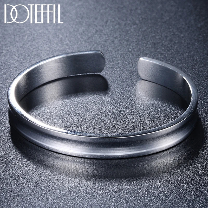 925 Silver 8mm Bangle Bracelet Wedding Jewelry