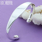 925 Sterling Silver Smooth Bangle Bracelet for Women and Men